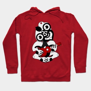 Black and Grey Hei Tiki playing a Ukulele Hoodie